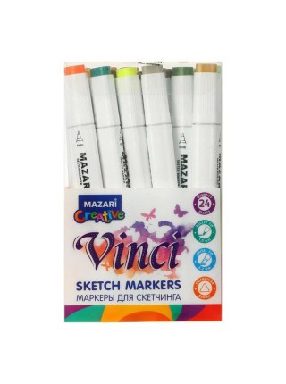 Набор двухсторонних маркеров для скетчинга Mazari Vinci Autumn colors (цвета осени) 24 цвета